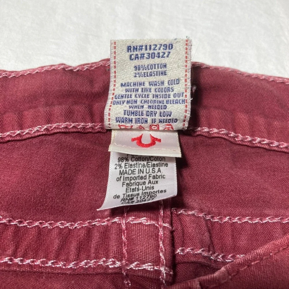 True‎ Religion Jeans Women 28X31 Denim Skinny Maroon Slim Low Rise Made in USA